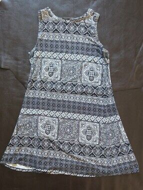 LOFT Black and White Sleeveless Printed Mini Dress